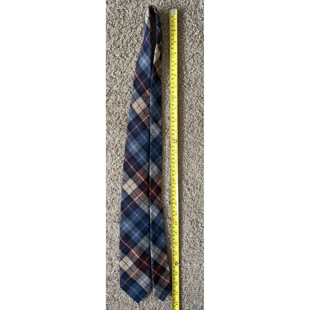 Pendleton Neckwear Tie Red Blue Plaid All Over Pattern 100% Virgin Wool USA JBHS